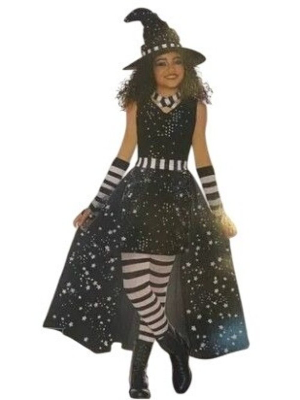 Way To Celebrate Girls Celestial Witch Costume Medium 7-8 Dress Hat Leggings